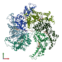 PDB entry 6p07 coloured by chain, front view.