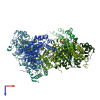 PDB entry 6p07 coloured by chain, top view.