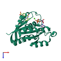 PDB entry 6p0m coloured by chain, top view.