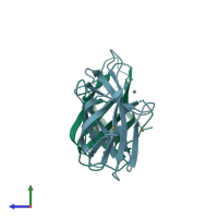 PDB entry 6p1g coloured by chain, side view.