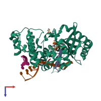 PDB entry 6p1n coloured by chain, top view.