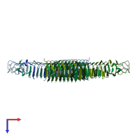 PDB entry 6p2a coloured by chain, top view.