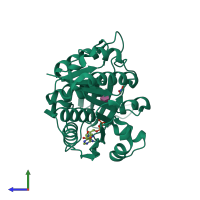 PDB entry 6p2d coloured by chain, side view.