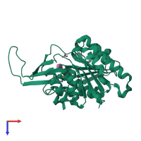 PDB entry 6p2d coloured by chain, top view.