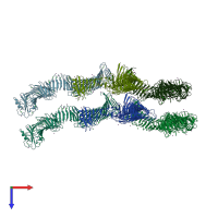 PDB entry 6p5t coloured by chain, top view.