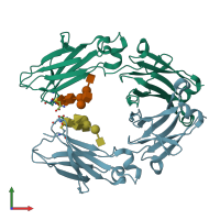 PDB entry 6p6d coloured by chain, front view.