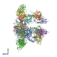 PDB entry 6pci coloured by chain, side view.
