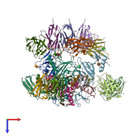 PDB entry 6pci coloured by chain, top view.