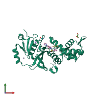 PDB entry 6pd9 coloured by chain, front view.