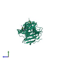 PDB entry 6pd9 coloured by chain, side view.