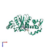 PDB entry 6pd9 coloured by chain, top view.
