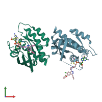 PDB entry 6pgo coloured by chain, front view.