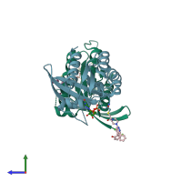 PDB entry 6pgo coloured by chain, side view.