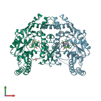 PDB entry 6pna coloured by chain, front view.