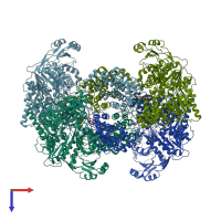 PDB entry 6poe coloured by chain, top view.