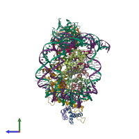 PDB entry 6pwv coloured by chain, side view.