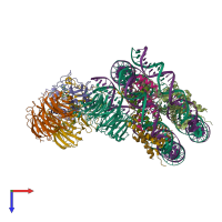 PDB entry 6pwv coloured by chain, top view.