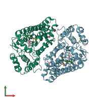 PDB entry 6pz1 coloured by chain, front view.