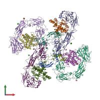 PDB entry 6q2r coloured by chain, front view.