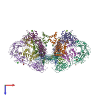 PDB entry 6q2r coloured by chain, top view.