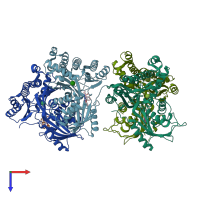 PDB entry 6q3w coloured by chain, top view.
