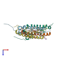 PDB entry 6q53 coloured by chain, top view.