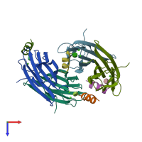 PDB entry 6q6x coloured by chain, top view.
