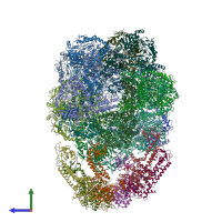 PDB entry 6q7m coloured by chain, side view.