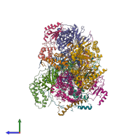 PDB entry 6q9d coloured by chain, side view.
