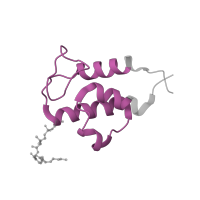 The deposited structure of PDB entry 6qc7 contains 2 copies of Pfam domain PF00550 (Phosphopantetheine attachment site) in Acyl carrier protein. Showing 1 copy in chain AA [auth AB].