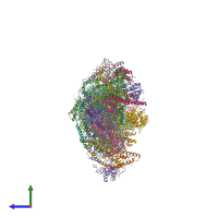 PDB entry 6qc8 coloured by chain, side view.