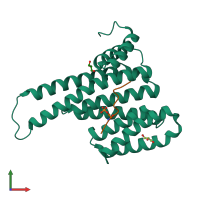 PDB entry 6qhl coloured by chain, front view.