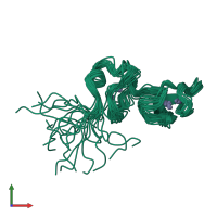 PDB entry 6qk5 coloured by chain, ensemble of 20 models, front view.