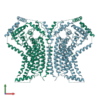 PDB entry 6qma coloured by chain, front view.