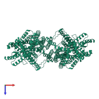 Plasma membrane channel protein in PDB entry 6qma, assembly 1, top view.