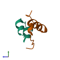 PDB entry 6qq7 coloured by chain, side view.