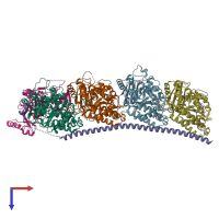 PDB entry 6qqn coloured by chain, top view.