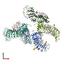 PDB entry 6qwn coloured by chain, front view.