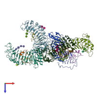 PDB entry 6qwn coloured by chain, top view.