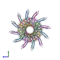 PDB entry 6qzf coloured by chain, side view.