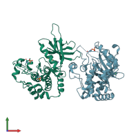 PDB entry 6ra5 coloured by chain, front view.