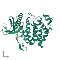 PDB entry 6raa coloured by chain, front view.