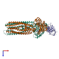 PDB entry 6rak coloured by chain, top view.