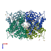 PDB entry 6rcw coloured by chain, top view.