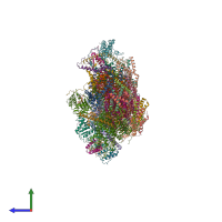 Hetero 41-meric assembly 1 of PDB entry 6rfq coloured by chemically distinct molecules, side view.