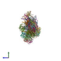 PDB entry 6rfs coloured by chain, side view.