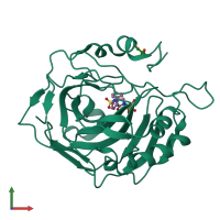 PDB entry 6rg4 coloured by chain, front view.