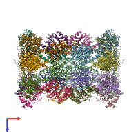 PDB entry 6rgq coloured by chain, top view.