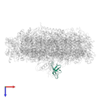 Photosystem I reaction center subunit IV, PsaE in PDB entry 6rhz, assembly 1, top view.
