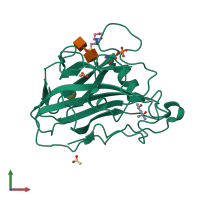 PDB entry 6rs8 coloured by chain, front view.